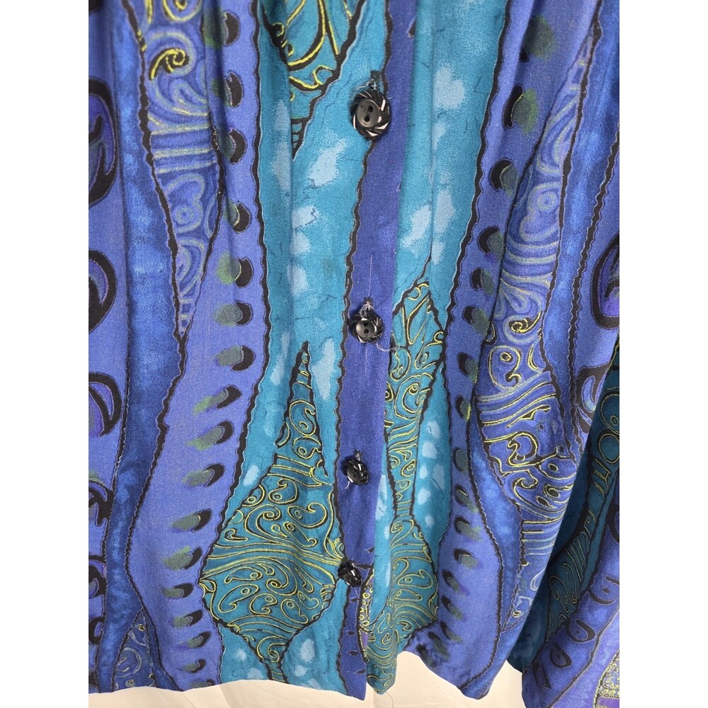 Vintage Cascais California Dress Size 16 Blue Abstract Paisley Sleeveless USA - Picture 3 of 9